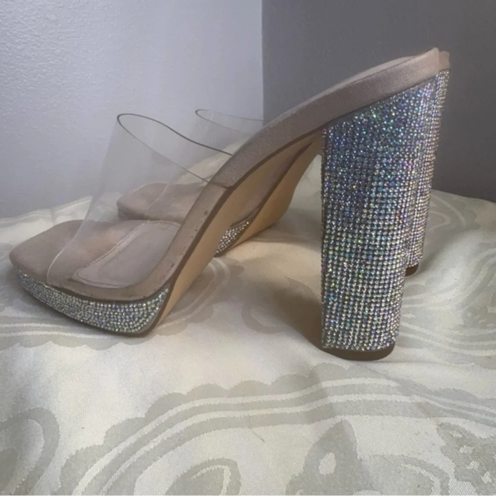 Liliana Ashley 3 Sparkling Silver Heels with Clear Strap